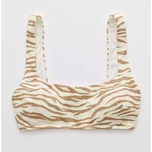 Aerie Womens Pique Animal Print Bikini Set High Waisted Scoop Neck Cheeky SZ M/L